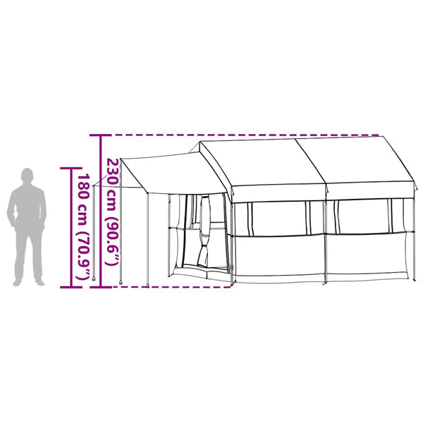 vidaXL Family Tent for 4 People Grey and Orange 324 x 255 x 230 cm