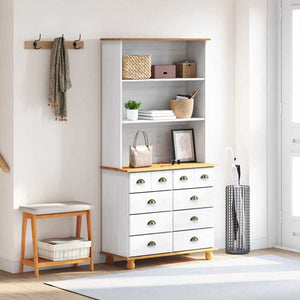 Weißer Kiefernholz Hutch 91x40x184cm
