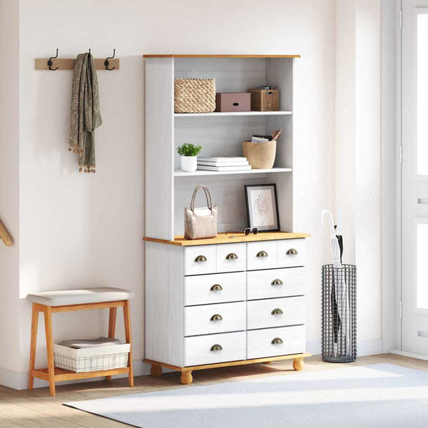 Weißer Kiefernholz Hutch 91x40x184cm