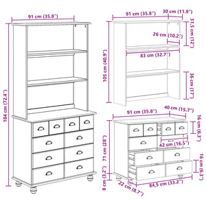 Weißer Kiefernholz Hutch 91x40x184cm