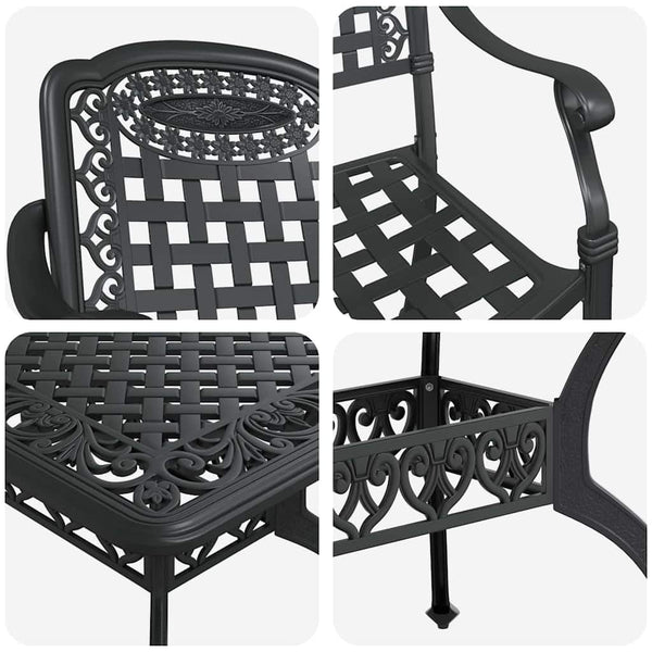 Garten Essgruppe 5-teilig Schwarz Aluminium