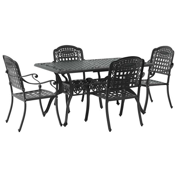 Garten Essgruppe 5-teilig Schwarz Aluminium
