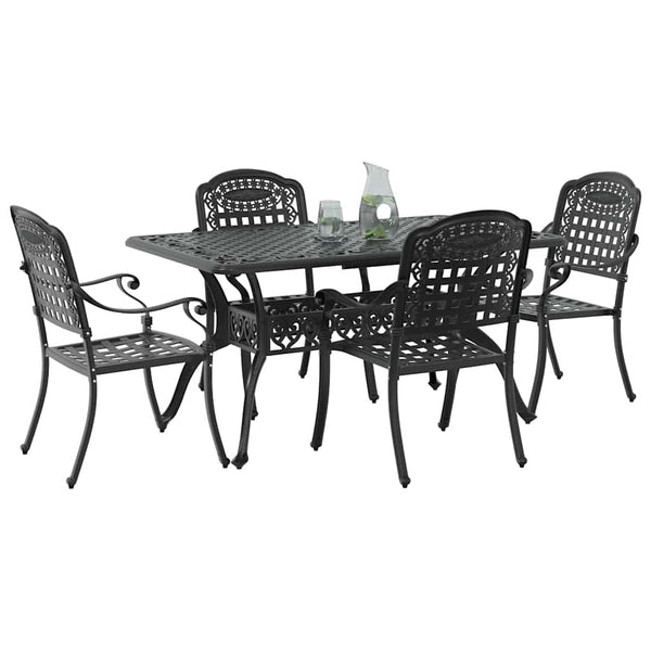 Garten Essgruppe 5-teilig Schwarz Aluminium
