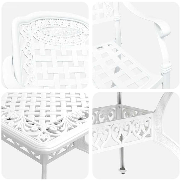 Weiße Aluminium Garten Essgruppe 5-teilig