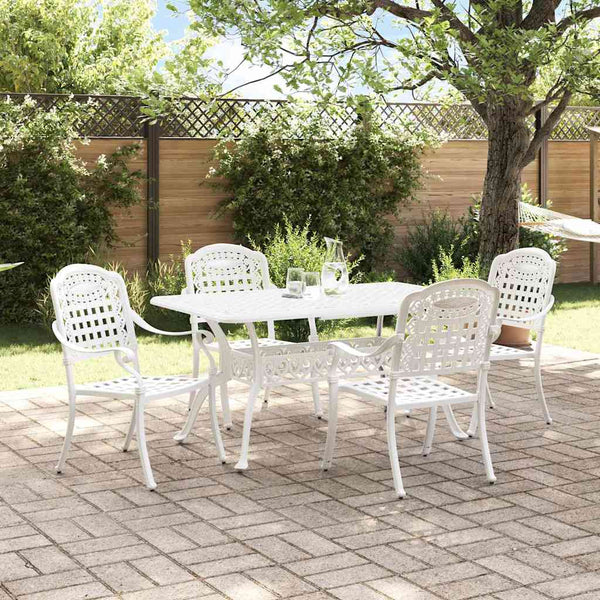 Weiße Aluminium Garten Essgruppe 5-teilig