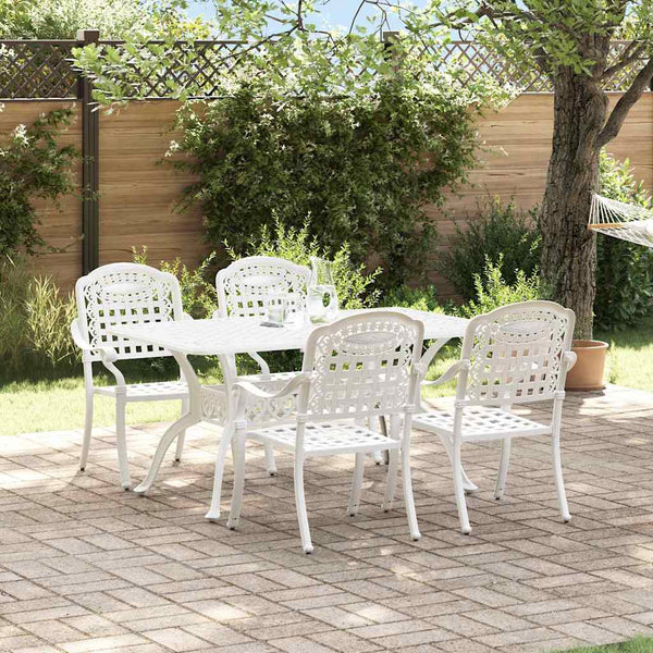 Weiße Aluminium Garten Essgruppe 5-teilig