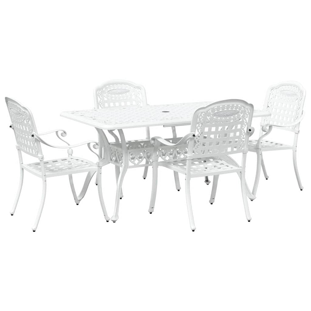 Weiße Aluminium Garten Essgruppe 5-teilig