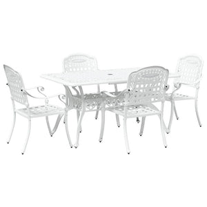 Weiße Aluminium Garten Essgruppe 5-teilig