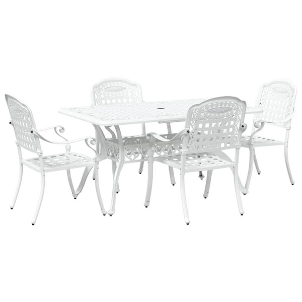 Weiße Aluminium Garten Essgruppe 5-teilig