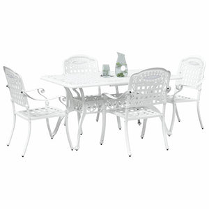 Weiße Aluminium Garten Essgruppe 5-teilig