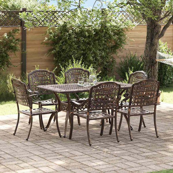 7-teilige Garten Essgruppe Bronze Aluminium