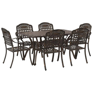 7-teilige Garten Essgruppe Bronze Aluminium