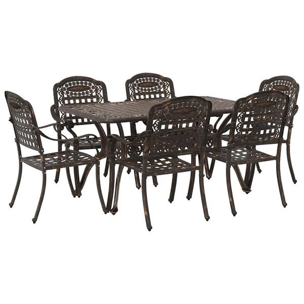 7-teilige Garten Essgruppe Bronze Aluminium
