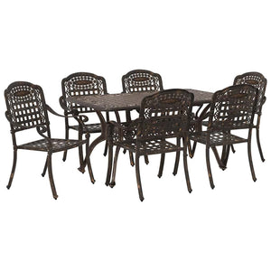 7-teilige Garten Essgruppe Bronze Aluminium