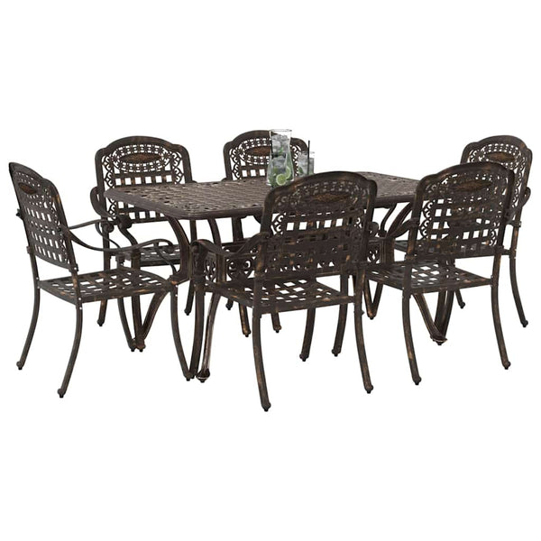 7-teilige Garten Essgruppe Bronze Aluminium