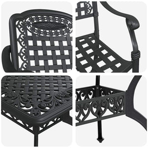 Garten Essgruppe 7-teilig Schwarz Aluminium