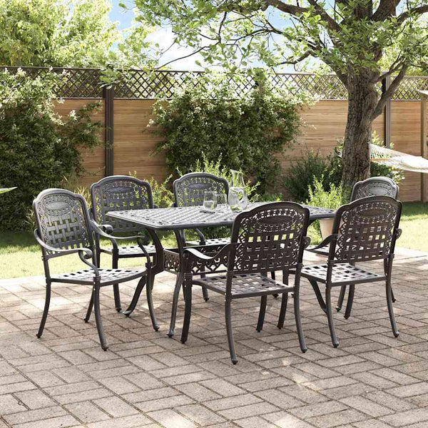 Garten Essgruppe 7-teilig Schwarz Aluminium