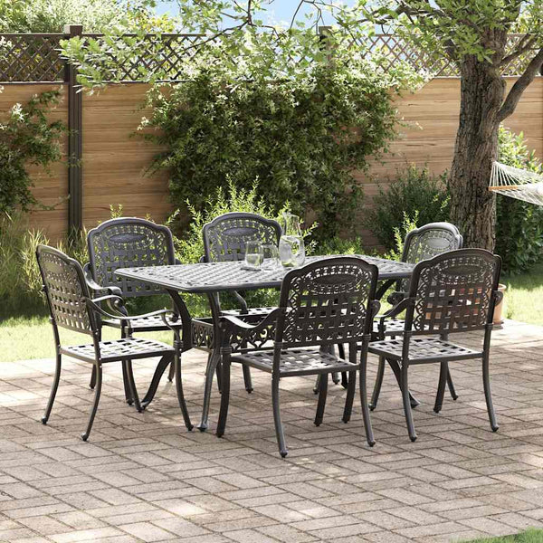 Garten Essgruppe 7-teilig Schwarz Aluminium
