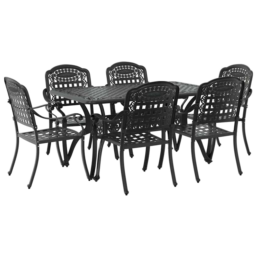 Garten Essgruppe 7-teilig Schwarz Aluminium