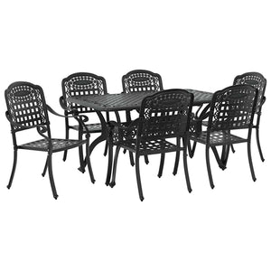 Garten Essgruppe 7-teilig Schwarz Aluminium