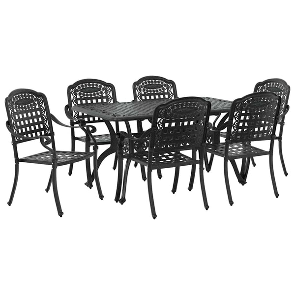 Garten Essgruppe 7-teilig Schwarz Aluminium