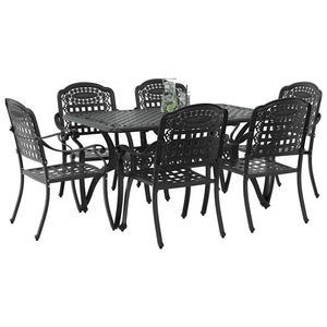 Garten Essgruppe 7-teilig Schwarz Aluminium