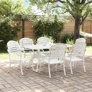 vidaXL Outdoor Dining Set 7-Piece White Aluminum