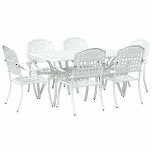 vidaXL Outdoor Dining Set 7-Piece White Aluminum