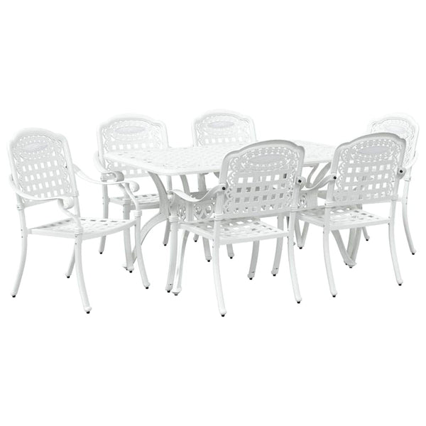 vidaXL Outdoor Dining Set 7-Piece White Aluminum