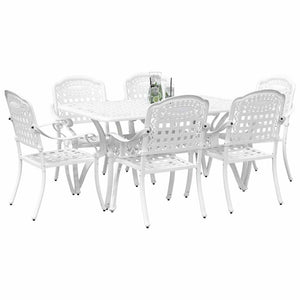 vidaXL Outdoor Dining Set 7-Piece White Aluminum