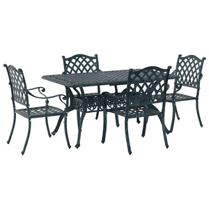 vidaXL Outdoor Dining Set 5 pcs Green Aluminum