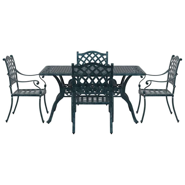 vidaXL Outdoor Dining Set 5 pcs Green Aluminum