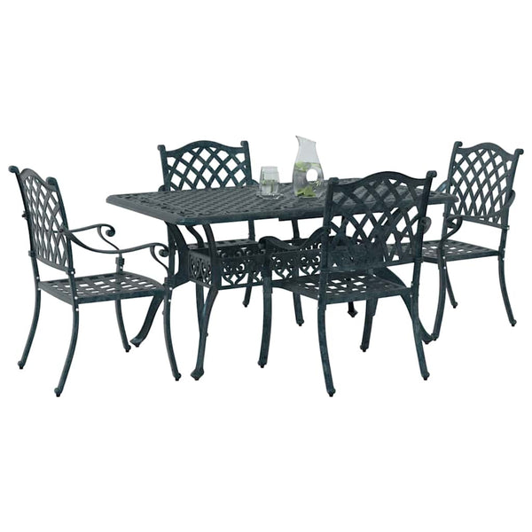 vidaXL Outdoor Dining Set 5 pcs Green Aluminum