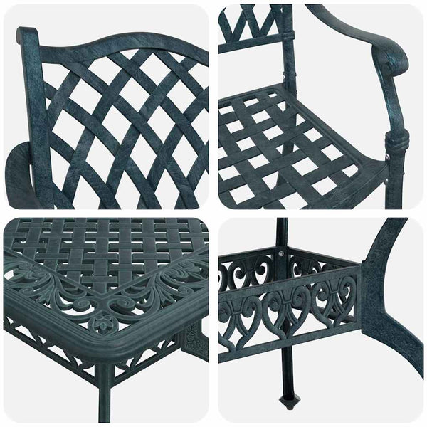 vidaXL Garden Dining Set 7 pcs Green Aluminium