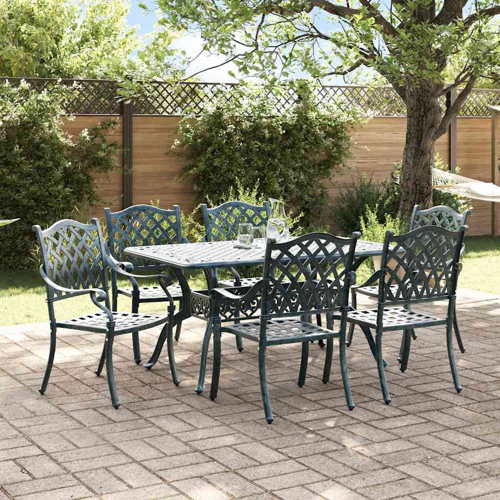 vidaXL Garden Dining Set 7 pcs Green Aluminium