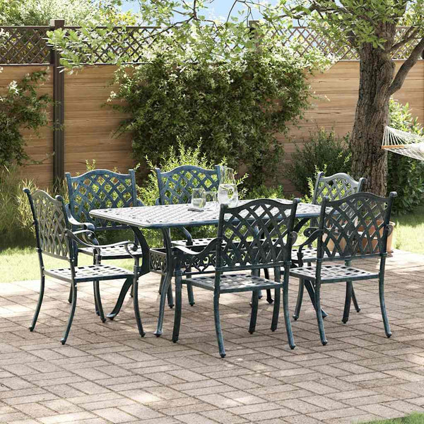 vidaXL Garden Dining Set 7 pcs Green Aluminium
