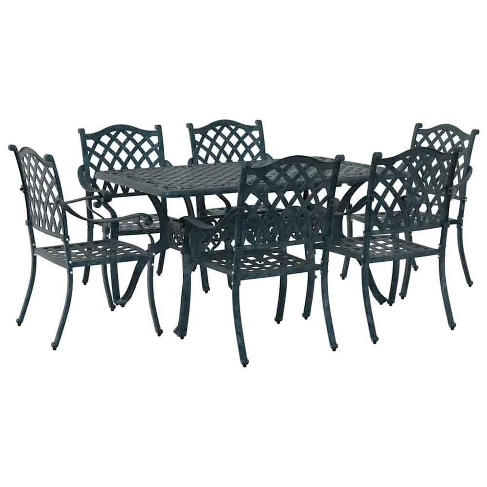 vidaXL Garden Dining Set 7 pcs Green Aluminium