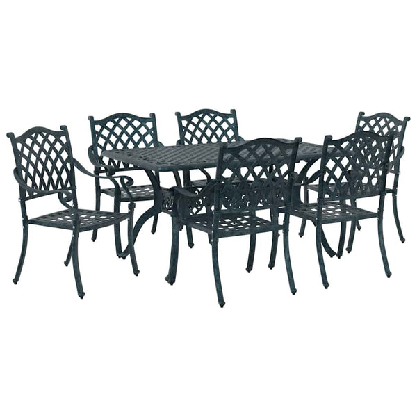 vidaXL Garden Dining Set 7 pcs Green Aluminium