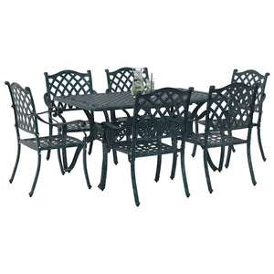 vidaXL Garden Dining Set 7 pcs Green Aluminium