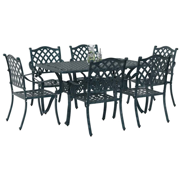 vidaXL Garden Dining Set 7 pcs Green Aluminium
