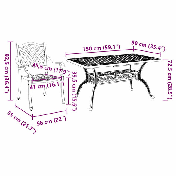 vidaXL Garden Dining Set 7 pcs Green Aluminium