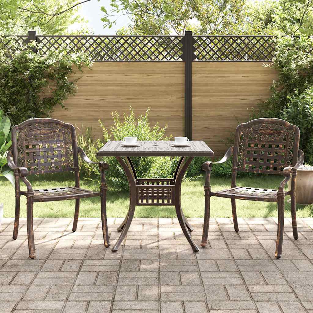 vidaXL Garden Table Set 3 pcs Bronze Cast Aluminum