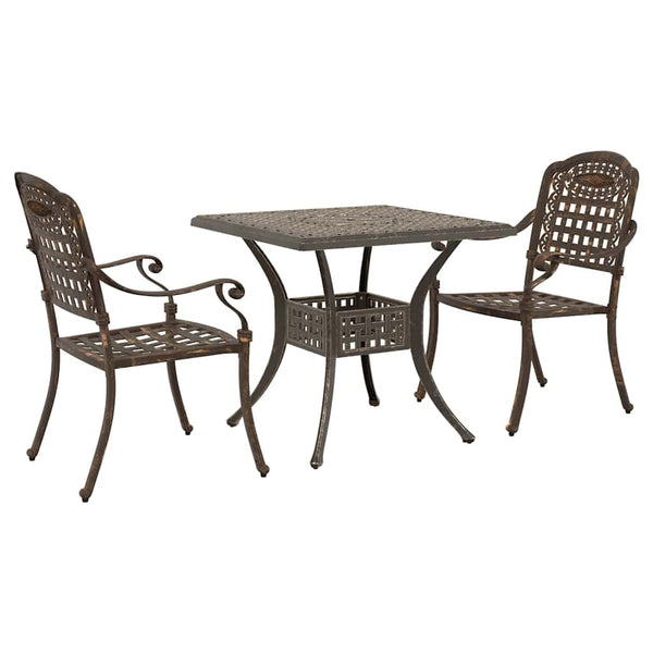 vidaXL Garden Table Set 3 pcs Bronze Cast Aluminum
