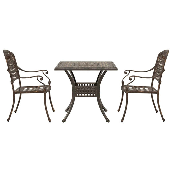 vidaXL Garden Table Set 3 pcs Bronze Cast Aluminum