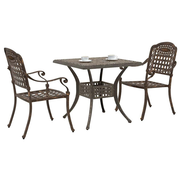 vidaXL Garden Table Set 3 pcs Bronze Cast Aluminum