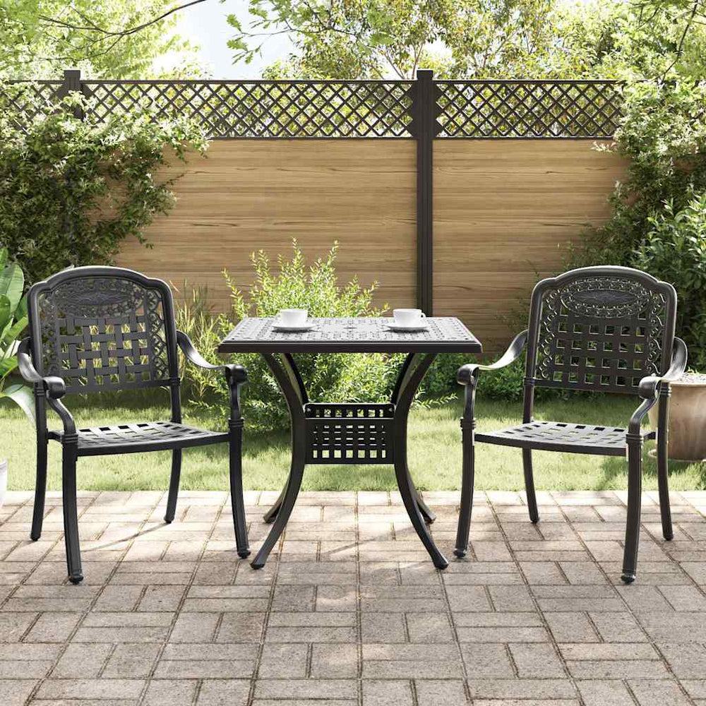 vidaXL Garden Table Set 3 pcs Black Cast Aluminum