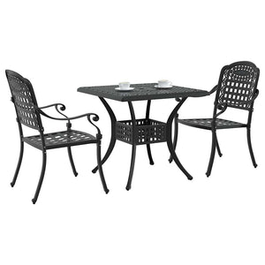 vidaXL Garden Table Set 3 pcs Black Cast Aluminum