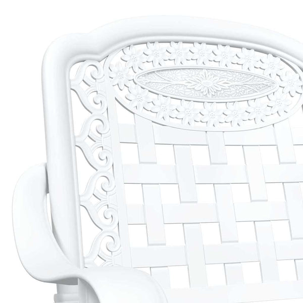 vidaXL Garden Table Set 3 pcs White Cast Aluminum