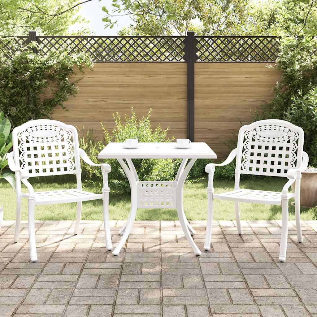 vidaXL Garden Table Set 3 pcs White Cast Aluminum