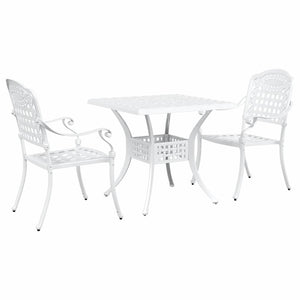 vidaXL Garden Table Set 3 pcs White Cast Aluminum